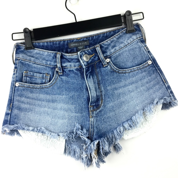 Kendall & Kylie Pants - Kendall & Kylie > High Rise Denim Cut-Off Shorts